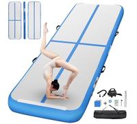 FBSPORT Inflatable Gymnastics Mat 5 M Tumbling Mat 20 CM Thick with Electric Air Pump for Home Gym Yoga Pilates Water Fun, Portable & Easy to Store