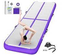 FBSPORT Inflatable Gymnastics Mat 5 M Tumbling Mat 20 CM Thick with Electric Air Pump for Home Gym Yoga Pilates Water Fun