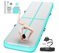FBSPORT Inflatable Gymnastics Mat 5 M Tumbling Mat 20 CM Thick with Electric Air Pump for Home Gym Yoga Pilates Water Fun