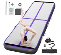 FBSPORT Inflatable Gymnastics Mat 5 M Tumbling Mat 20 CM Thick with Electric Air Pump for Home Gym Yoga Pilates Water Fun, Portable & Easy to Store