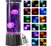 FBSPORT Jellyfish Lamp, Jellyfish Night Aquarium Tank Night Light 17 Color Changing with Remote Control for Kids Adults Home Office Decor Table Lamp Gifts for Christmas(Black)