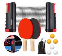 FBSPORT Table Tennis Set, Ping Pong Bats Set with 2 Paddles, 1 Retractable Net, 6 Balls, 1 Carrying Bag, for Trainer Adults Families Indoor Outdoor