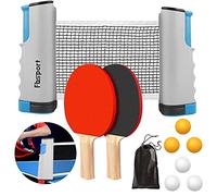 FBSPORT Table Tennis Set, Ping Pong Bats Set with 2 Paddles, 1 Retractable Net, 6 Balls, 1 Carrying Bag, for Trainer Adults Families Indoor Outdoor