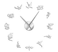 FBUK Evil Dragon Modern Decorative Wall Clock - Battery Operated Quartz Clock for Living Room, Bedroom & Office (Silver,27inch)