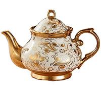 FBWSM Luxury tea set teapot, golden ceramic retro teapot, Phnom Penh coffee set, home afternoon flower tea, living room teapot with gold leaf edge for ladies