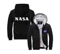 FBWZSAG Men's Athletic Hoodies for NASA Print Long Sleeve Hoody Collision Color Hooded Jackets Thicken Sweatshirts Zipper Gym Wear with Pocket Hoodswop Coats-Black||XL