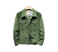 FBYDLL Mens Loose Denim Jacket - Solid Color Corduroy Autumn Jean Coat, Retro Tooling Long Sleeve Button Up Wash Cowboy Top, With Pockets For For Teenager Plus Size S - 4Xl,Green,S