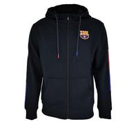 FC Barcelona Barça Race Black Open Hoodie Jacket - Licensed Product - Adult Size XL, Black, White, XL