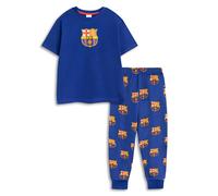 FC Barcelona Boys Black Logo Short Sleeve Long Leg Pyjama Set - 11-12 Years