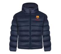 FC Barcelona Boys Quilted Jacket Hooded Winter Coat Official Gift Navy Blue 2-3 Years