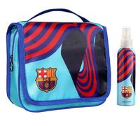 FC Barcelona Hanging Toiletry Bag with Body Spray (150ml), Natural & Vegan, Toiletries Organizer for Women, Makeup Cosmetic Travel Wash Bag Perfect for Christmas, Birthday Gift or Everyday Use
