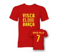 FC Barcelona Junior David Villa Visca El Barca Hero T-Shirt in Red | Size: 5-6 Years FC Barcelona Red 5-6 Years