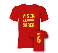 FC Barcelona Junior Xavi Visca El Barca Hero T-Shirt in Red | Size: 12-13 Years FC Barcelona Red 12-13 Years