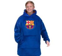 FC Barcelona Kids Oversized Hoodie Blanket - Official Football Gift, Blue, Size 10-14 Years