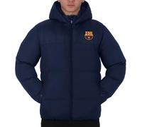 FC Barcelona Mens Quilted Jacket Hooded Winter Coat Official Gift Navy Small