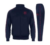 FC Barcelona Official Mens Tracksuit - Taped Track Jacket & Pants Navy Medium