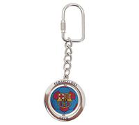 FC Barcelona Official Metal Football Spinner Keyring (One Size) (Silver/Blue)