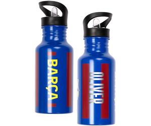 FC Barcelona Personalised Metal Water Bottle 500ml - Engraved Name School & Training Bottle - Gift for Boys & Football Fans