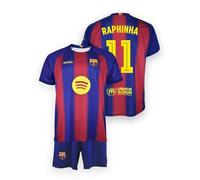 FC Barcelona Unisex Kids T-Shirt and Pants, 14 Years, Blaugrana, Polyester, Regular, Home Kit Season 25/26 Raphinha