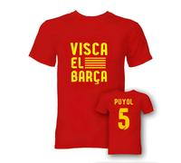 FC Barcelona Women's Womens Carlos Puyol Visca El Barca Hero T-Shirt in Red | Size: Medium FC Barcelona Red M