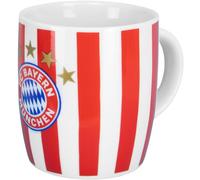FC Bayern München Ceramic Striped Mug, 0.3 liters, Red/White, Official Fan Item