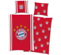 FC Bayern München Champions Reversible Bedding Bed Linen 135 x 200 cm + 80 x 80 cm 100% Cotton Flannelette Quality German Record Champion Mia San Mia Football FCB German Size with Zip