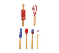 FC Bayern München I Kids Baking Set, Multicoloured, 6 Pieces, Brush, Spoon, Spatula, Rolling Pin, Whisk, Silicone