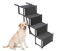 FC Fancy Portable Dog Stairs for Large Dogs, Foldable Aluminum Lightweight Pet Ramps, Accordion Ladder Car Steps with Non-slip Surface High Beds, Trucks, Cars and SUV, Supports up to 150 lbs, 5 steps