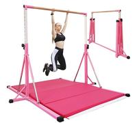 FC FUNCHEER Gymnastics Bar for Kids Ages 3-15, 35" to 60" Adjustable Height, 4FT Wide Base - Professional Kip Bar with 360° Stability & Fiberglass Crossbar, Easy Fold&Solid Design for Home Training