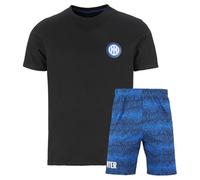 FC Internazionale Milano S.p.A. Men's Short Pyjamas with Inter Logo - 100% Soft and Breathable Cotton - Comfortable for Summer and Hot Nights