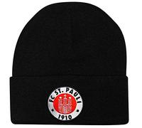 FC St Pauli Football Crest Bronx Hat with Embroidered Crest (100% Acrylic) Black