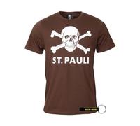 FC St. Pauli T-Shirt Top Skull Brown + 4x FANERGY Grape Sugar (3XL)