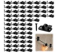 FcaecY 60 Pcs Outdoor Light Clips for String Lights, Small Screw in Clip Hooks Black, Fairy Light Clips for Christmas, Festival, Patio