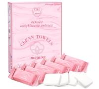 FCAEON Disposable Towel Tablet 25x23cm 20 PACK Individually Wrapped Compressed Coin Towelettes Cleaning Washcloth Coin Tissue Expandable Tower Tablets for Sensitive Skin Beauty & Personal Care (Pink)