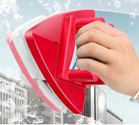 Fcare Outside Magnetic Glass Wiper Cleaner, Double-Sided Brush, Adjustable for High Rise Windows Thickness 0.3"-1.2" (Red)