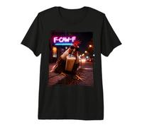 FCawF Rooster with Iced Coffee Drinker Animal Meme Urban Premium T-Shirt