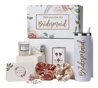 fcaylo Bridesmaid Proposal Gifts Set-Will You be My Bridesmaid Gift Box, Wedding Engagement Gifts,Bachelorette Party Bridal Showers gifts,Bridesmaids Jewelry sets Bridesmaids Spa Gifts (White)