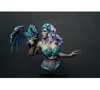 FCBEL 1/10 Fantasy Queen and Flying Dragon Resin Model Character Bust Model, unassembled and unpainted die-Casting Miniature kit/K8965A