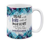 FCBFPT Christian Bible Proverbs 3:5-6 Ceramic Coffee Mug Tea Cup,11oz