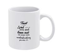 FCBFPT Funny Coffee Mug 11 Oz Cute Ceramic Coffee Cup Trust in The Lord with All Your Heart and Lean Not on Your Own Understanding Mug Novelty Tea Cup Mug