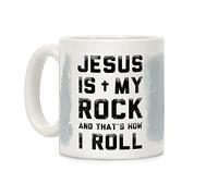 FCBFPT Jesus is My Rock and That's How I Roll White 11 oz Ceramic Coffee Mug