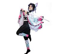FCCAM Kochou Shinobu Cosplay Costume Shinobu Kimono with Jacket Shinobu Kocho Complete Set Halloween Adult XL,White