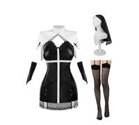 FCCAM Nun Costume, Sexy Cosplay Outfits for Women, Halloween Costume, Adult Nun, Halloween Costume, Fancy Dress for Adults, The Nun Costume with Nun Headpiece, XL