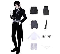 FCCAM Sebastian Cosplay Costume Butler Cosplay Outfit Sebastian Michaelis Cosplay Halloween Carnival Costume, XL