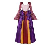 FCCAM Witch Costume for Women Hocus Pocus Sarah Sanderson Costumes Halloween Medieval Dresses, L