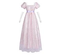 FCCAM Women's Regency Dress Jane Austen Long Vintage Dresses Victorian Ball Gown with Gloves Empire Waist Dress, M