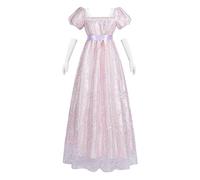 FCCAM Women's Regency Jane Austen Long Vintage Dresses, Victorian Ball Gown with Gloves, Empire Waist Dress, Purple 1104 New, XL