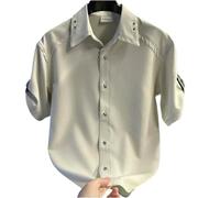 FCCBDFC Short-sleeved Shirt Versatile Niche Handsome And Personalized Men's Trendy Button Cardigan-grey-2xl