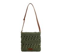 FCCBDFC Straw bags Crossbody Bag Solid Color Zipper Closure Shoulder Messenger For Women Summer Beach Urban Outings-army Green