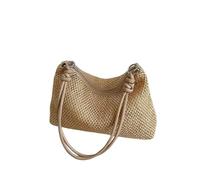 FCCBDFC Straw bags Handmade Braid Bag Large Capacity Summer Beach Shoulder Women Girls Fashion Handbag Rattan Woven Tote For Ladies-khaki